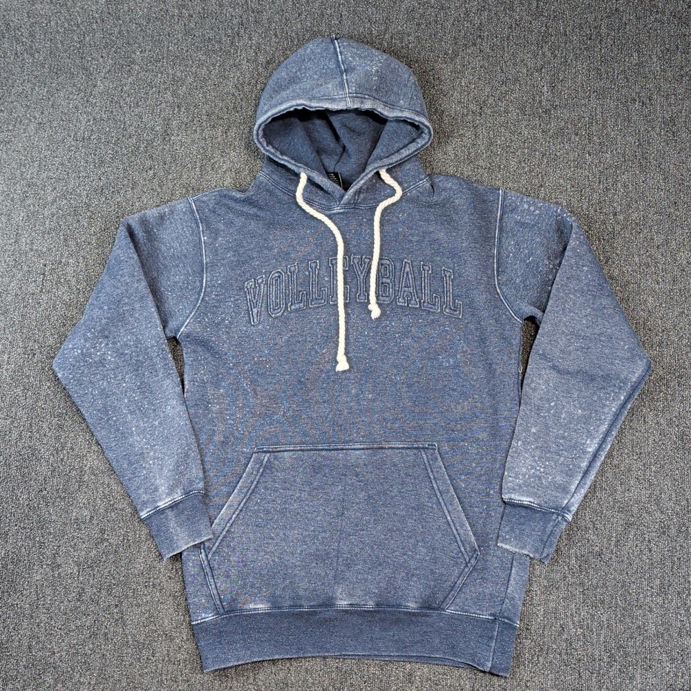 Valani Vintage‎ Aesthetic Volleyball Hoodie Small Blue Acid Wash Sporty Pullover